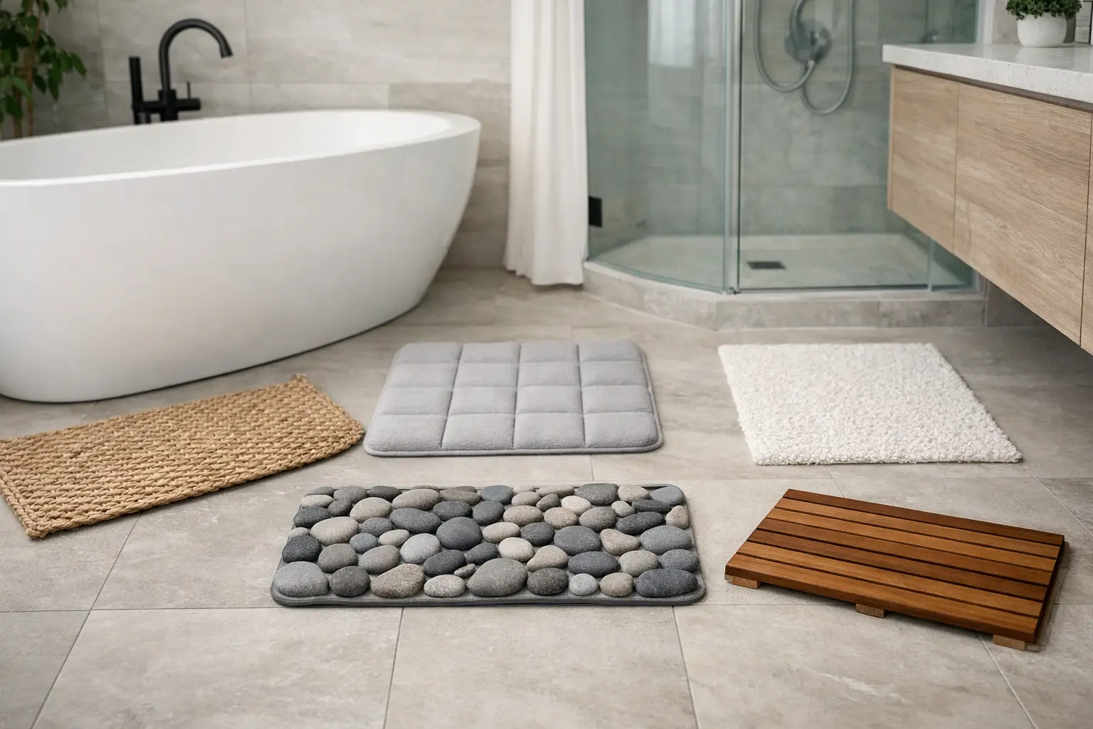 7 Bathroom Rug Alternative Ideas That Stay Put