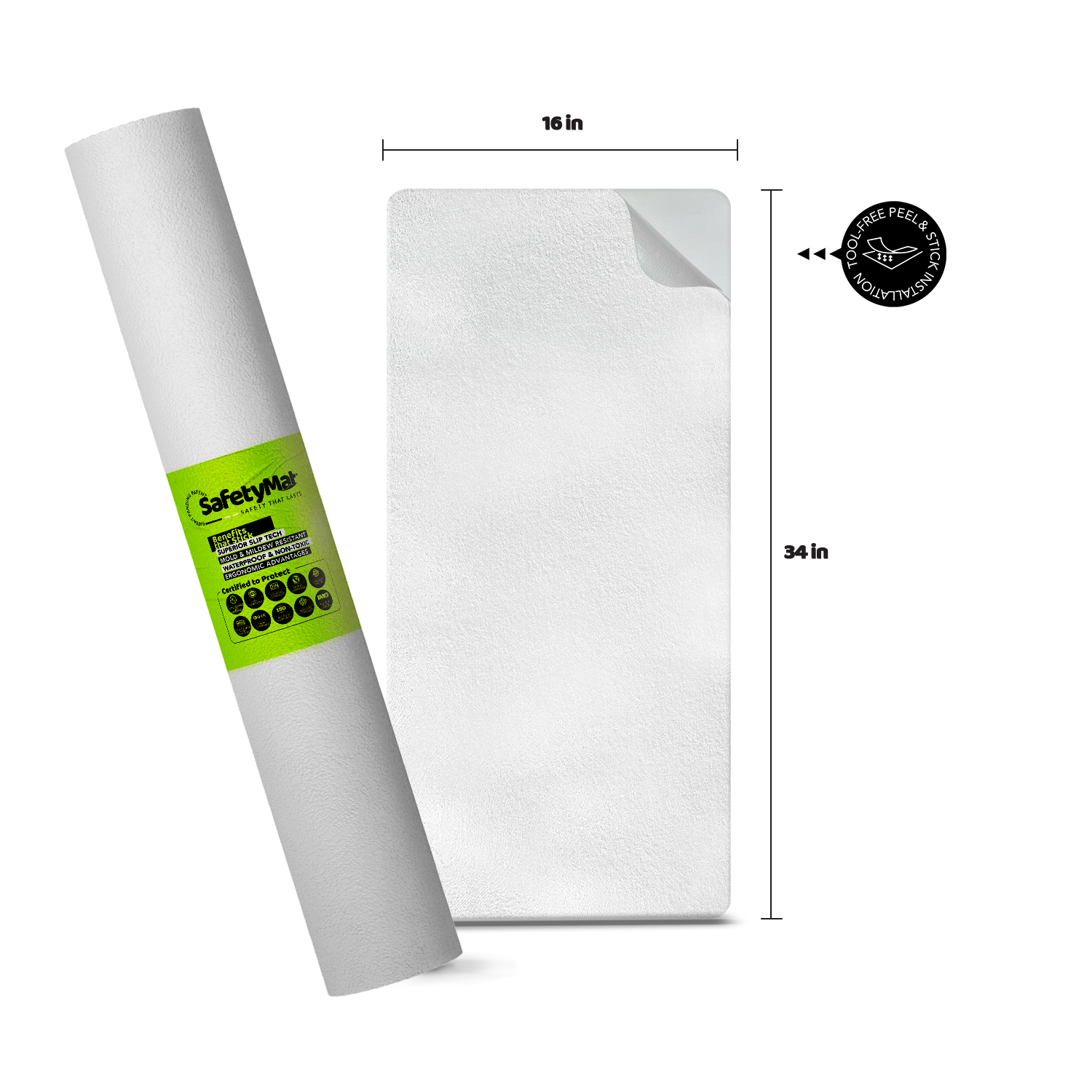 16″x34″ Clear Non-Slip Bathtub Safety Mat for Tub & Shower – Safety Bath Mat for Seniors and Children