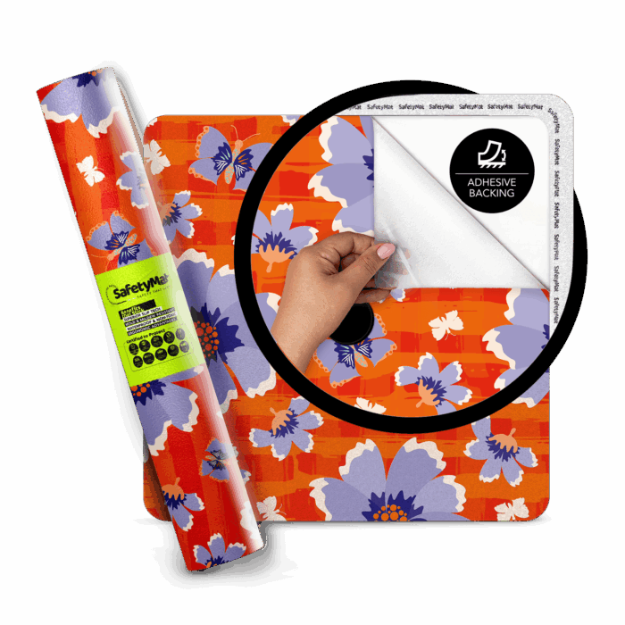 Bright Floral Anti-slip Shower Mat | Peel and Stick, Non Slip Mat Certified for Safety
