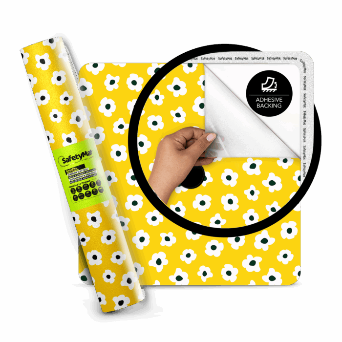 Daisy Pattern Non Slip Shower Mat | Peel and Stick, Anti Slip Bath and Shower Safety Mat