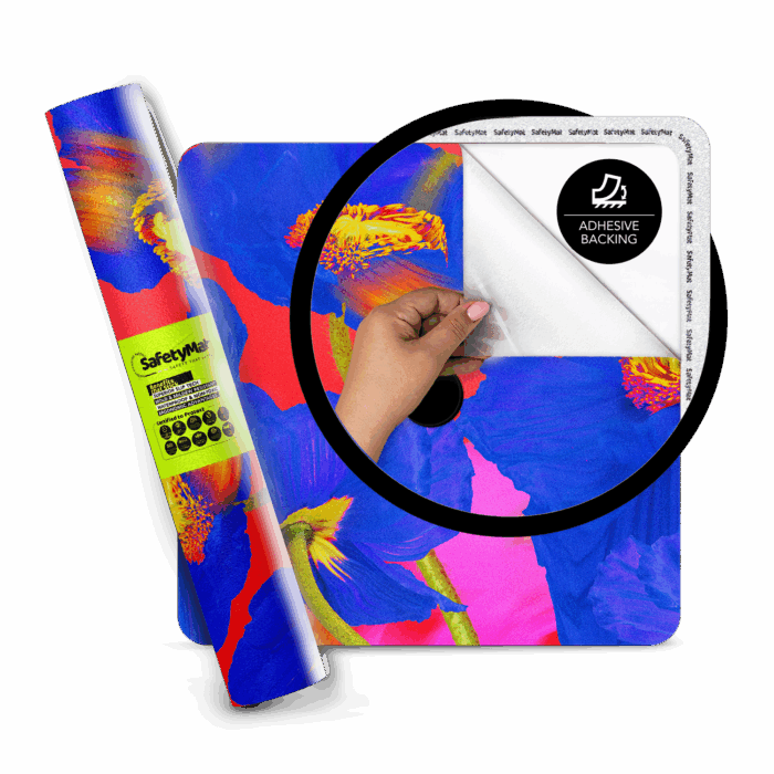 Bold Electric Peel and Stick Floral Shower Mat  | Peel and Stick, Non Slip Shower Mat Certified for Safety