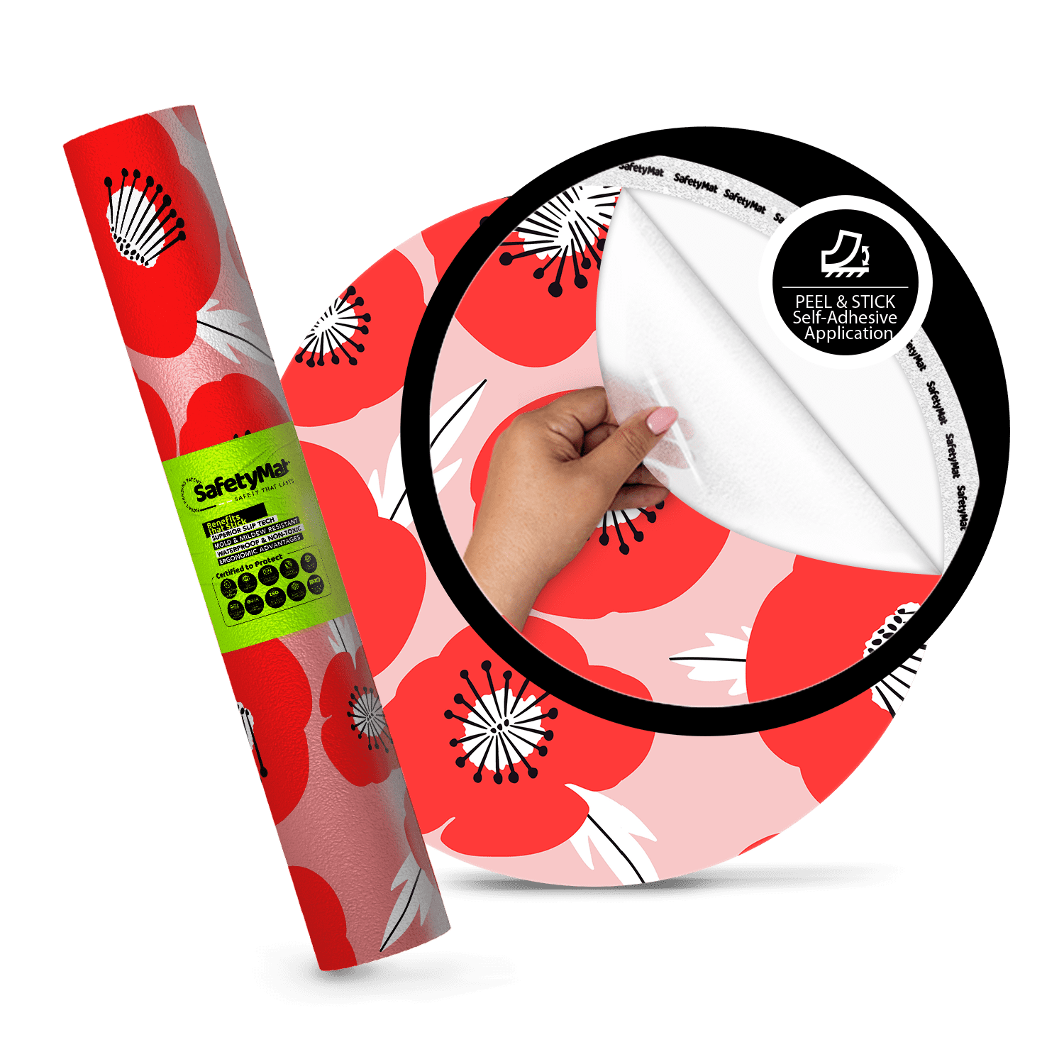 Add a bold statement with this dramatic red Poppy Non Slip Shower Mat