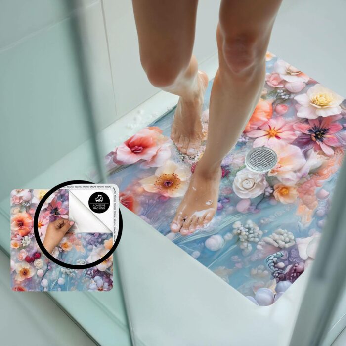 Spring Print Shower Mat | Peel and Stick, Anti Slip Mat Certified for Safety - Image 2