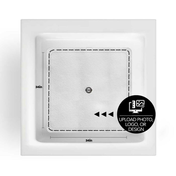 34 x 34 inches Custom shower mat with drain hole options from SafetyMat