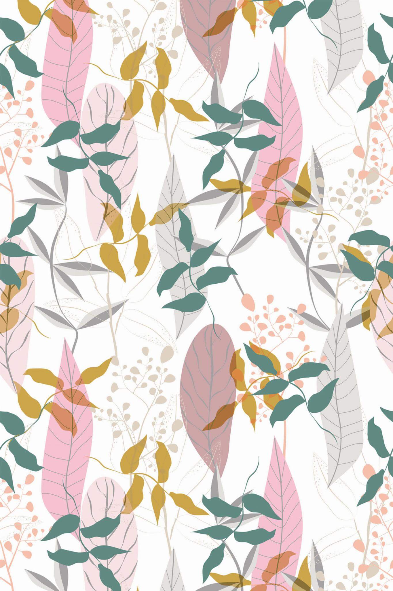 Abstract Scandinavian colorful leaf Wallpaper - Image 2