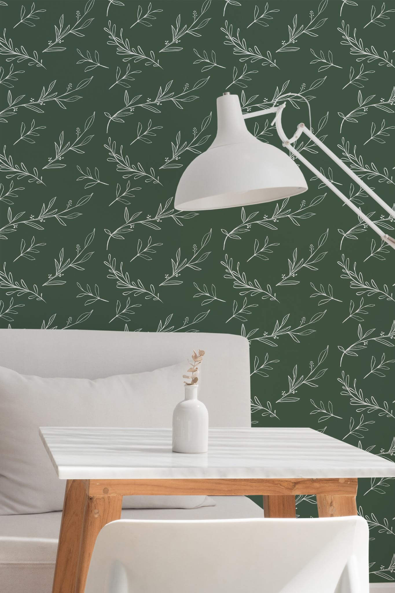 Green boho leaf Wallpaper