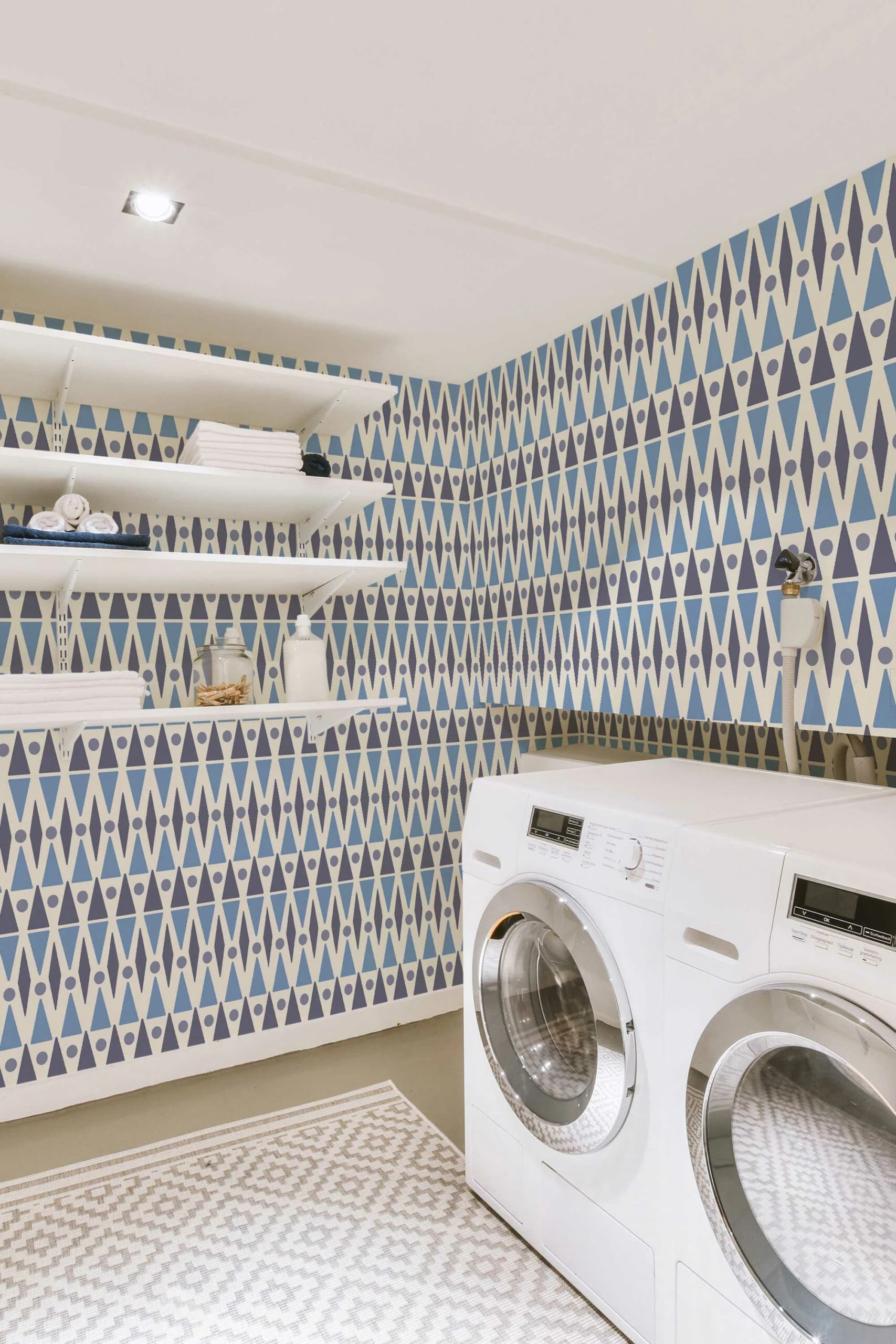 Geometric Laundry Blue Wallpaper - Image 4