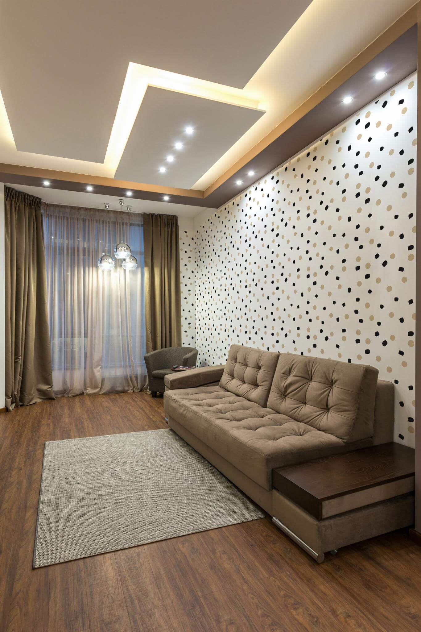 Beige, black and white dots Wallpaper - Image 3