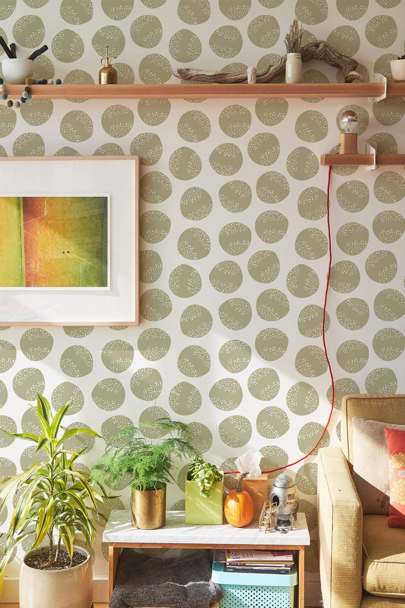 Scandinavian beige circle pattern Wallpaper