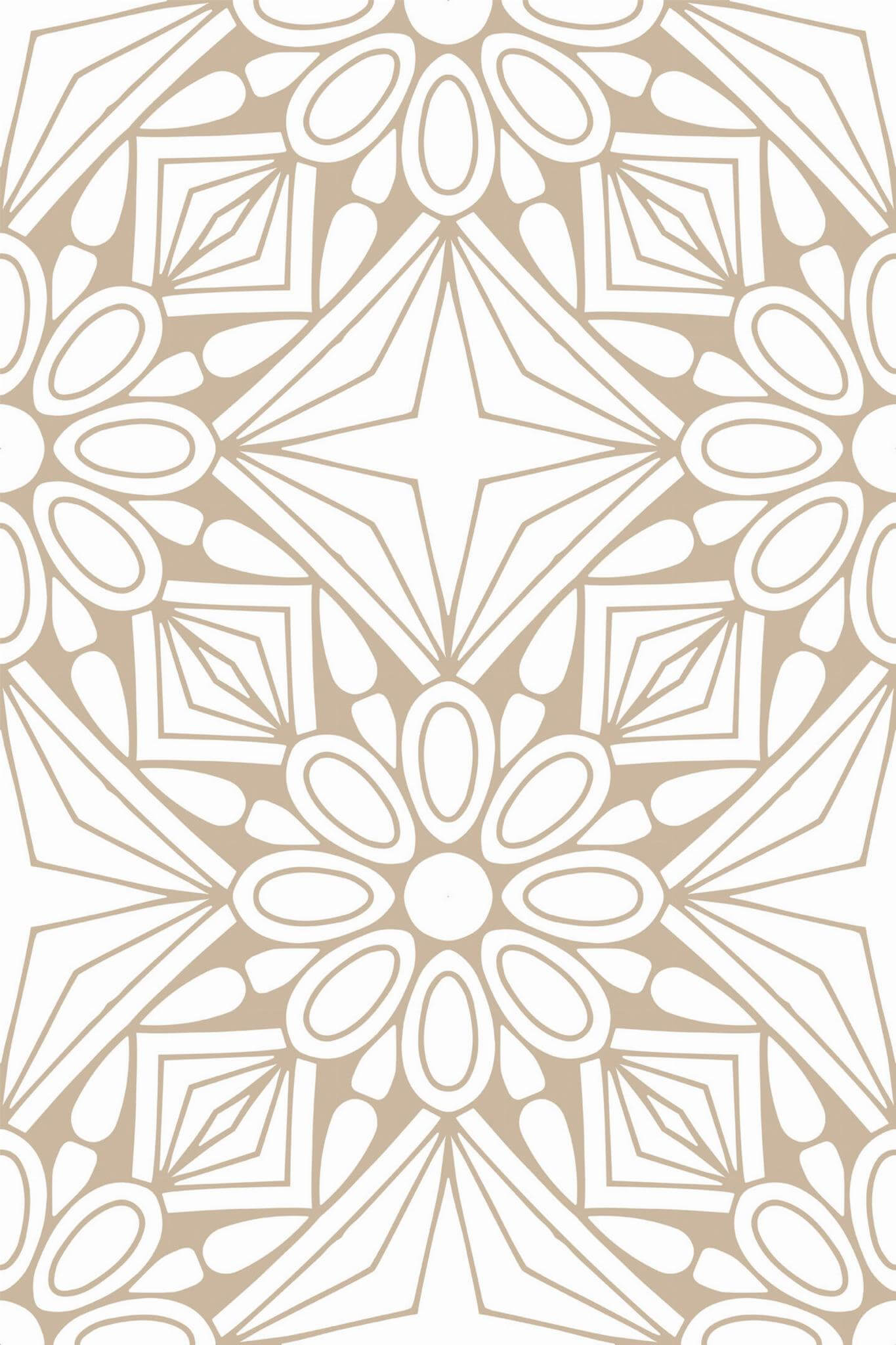 Beige geometric floral Wallpaper - Image 2