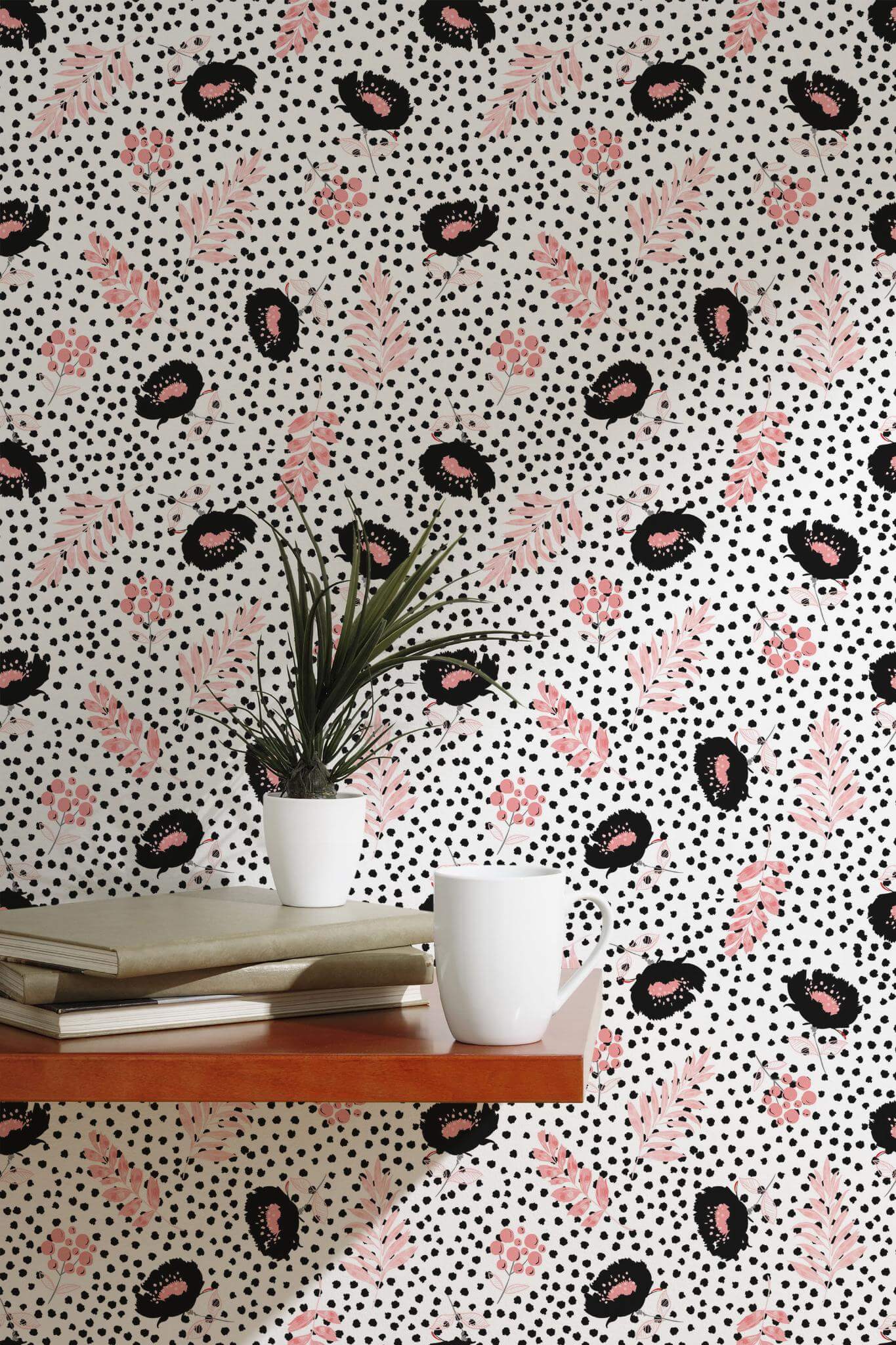 Dotted floral Wallpaper