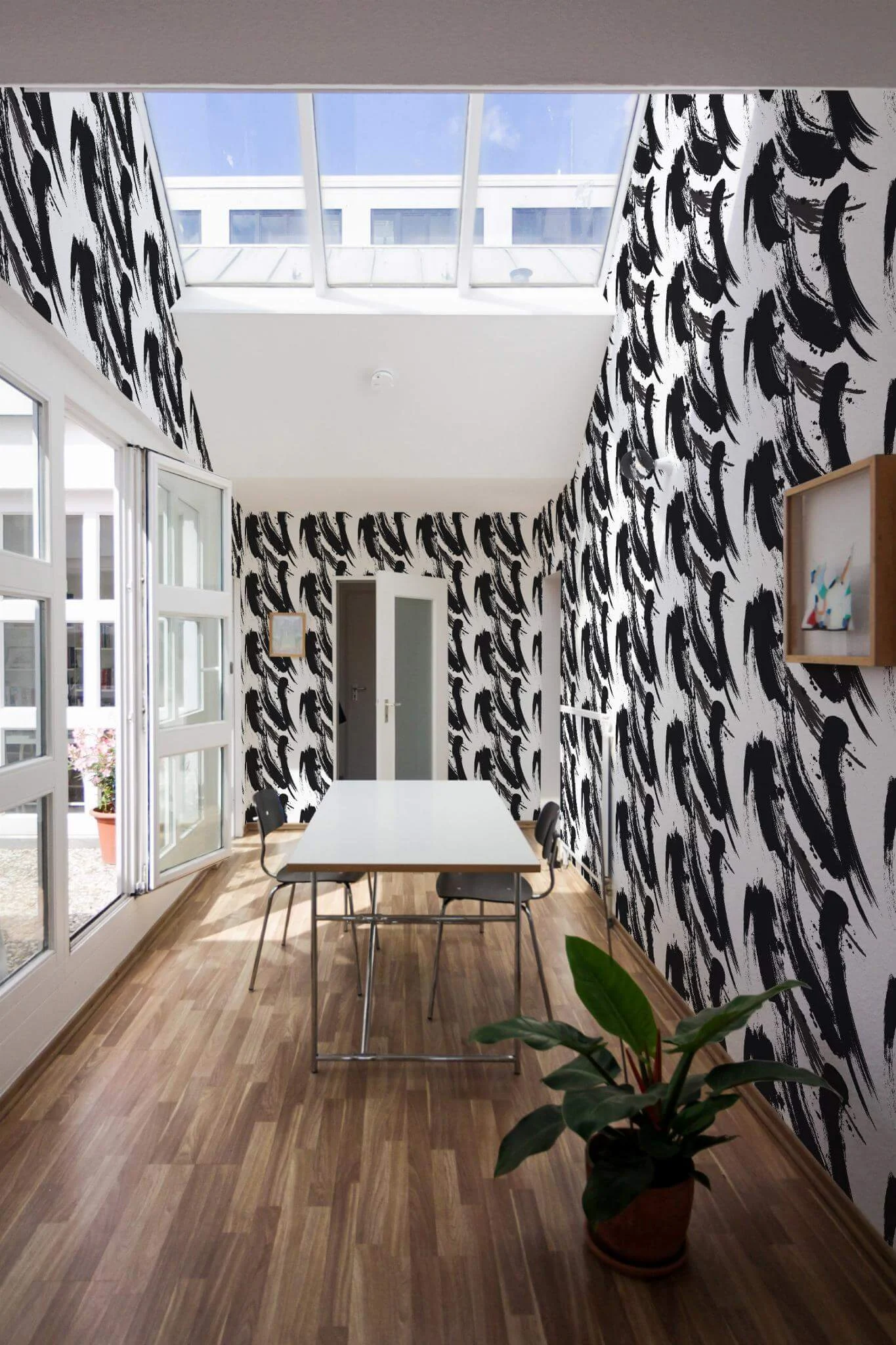 Bold Black Brushstroke Wallpaper - Image 4