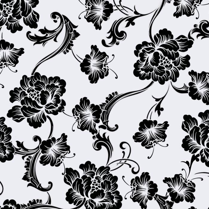 Black and White Floral Ornaments Safety Mat