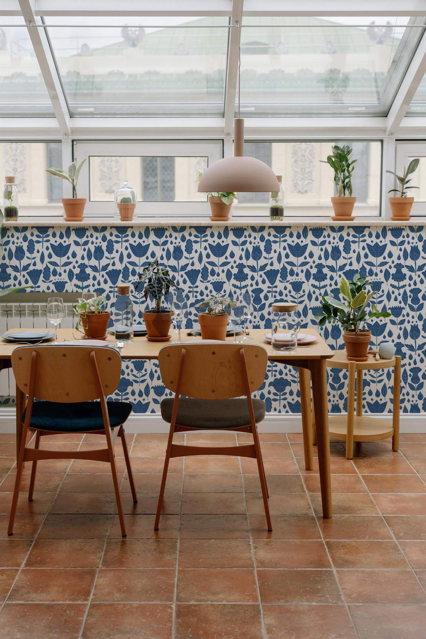 Blue and white boho floral Wallpaper - Image 4
