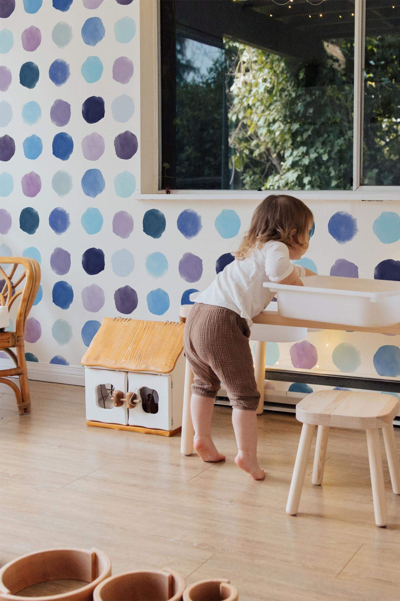 Blue watercolor dots Wallpaper - Image 4
