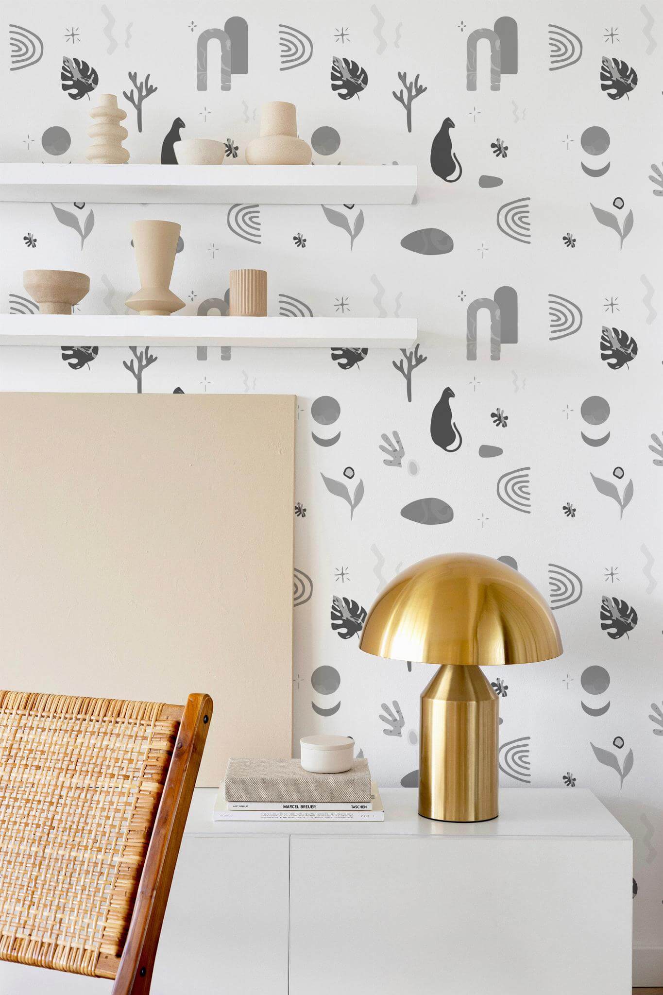 Black and white boho Wallpaper