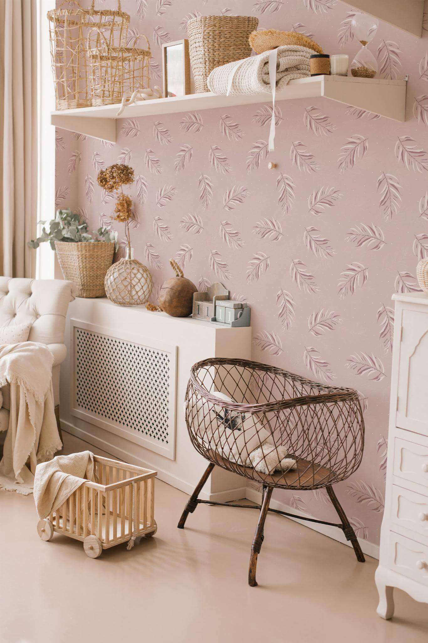 Pink boho leaf Wallpaper - Image 4