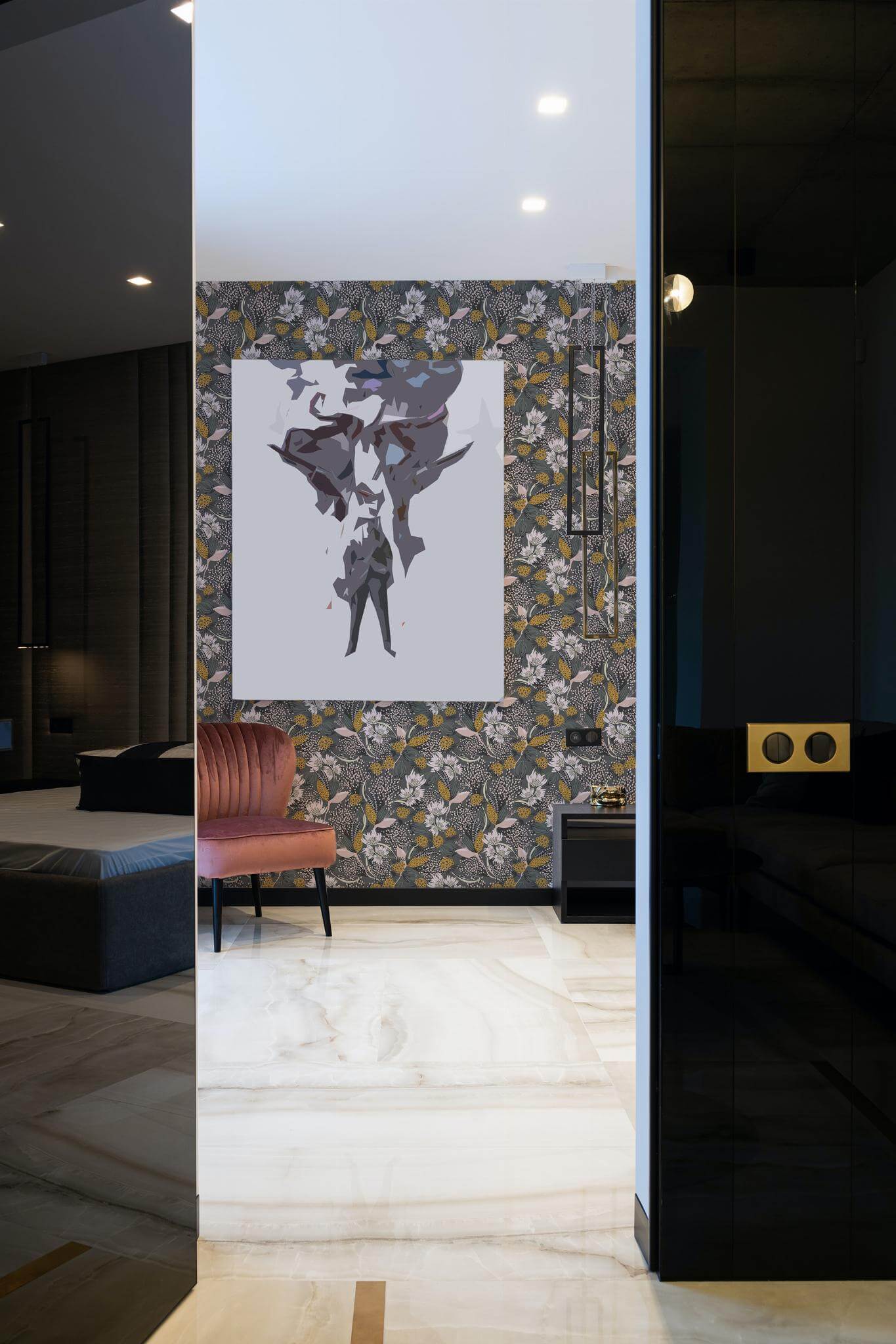 Dark brown floral Wallpaper - Image 4