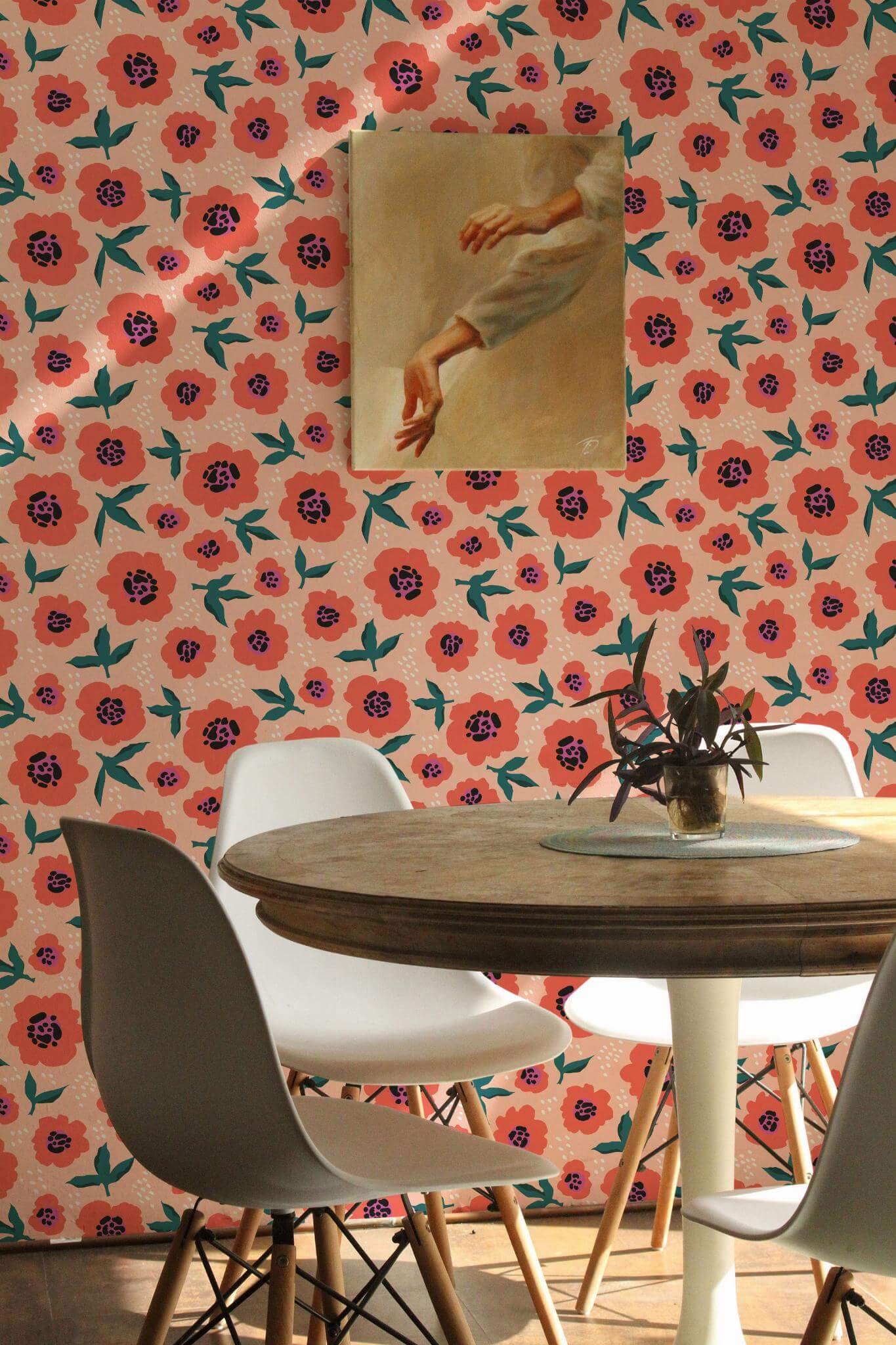 Orange floral Wallpaper - Image 4
