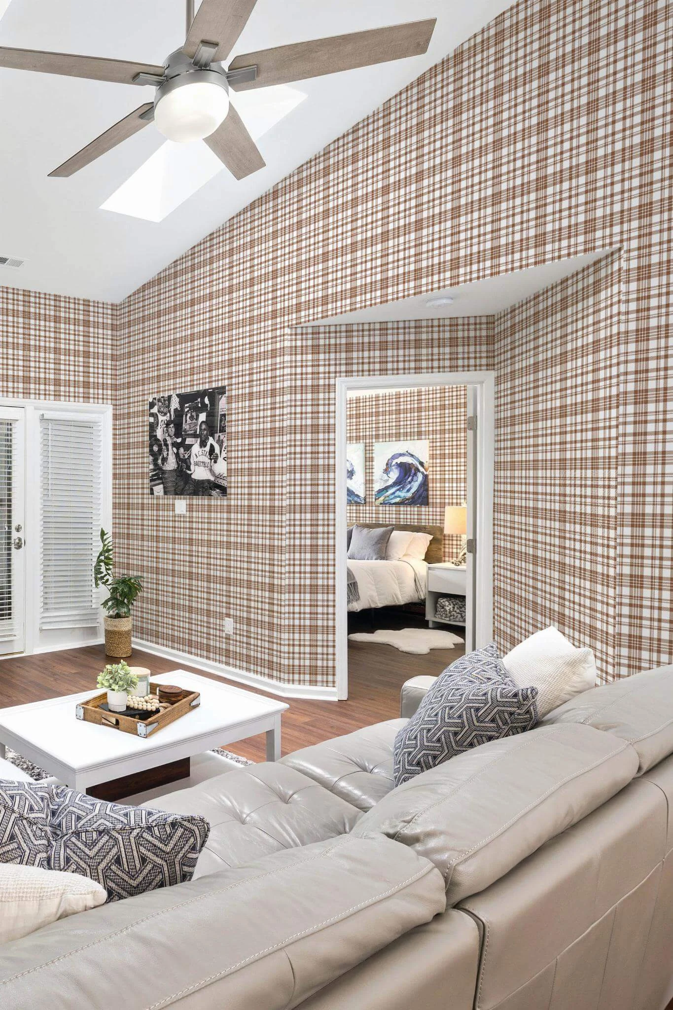 Brown farmhouse plaid Wallpaper - Image 3