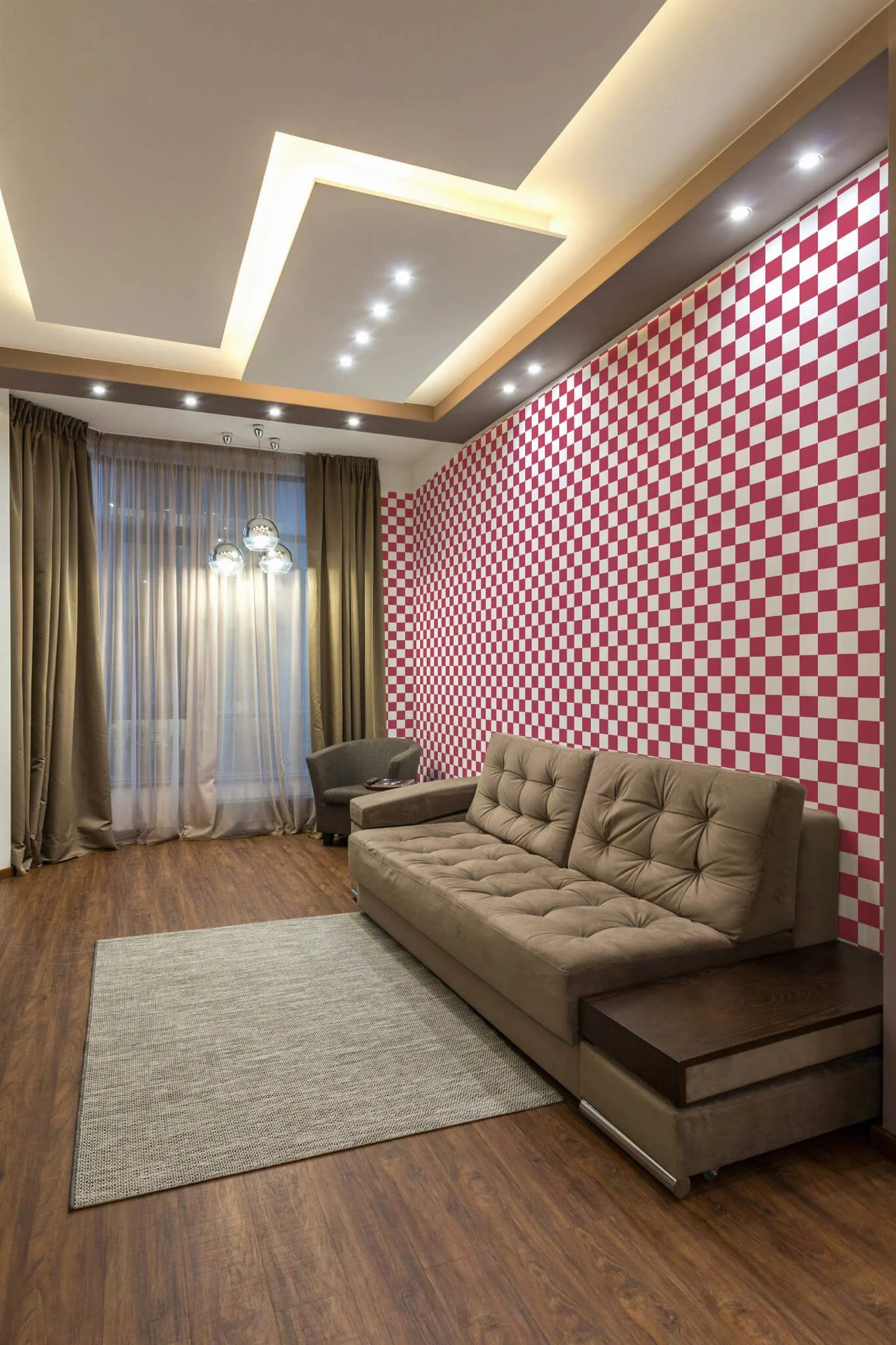Viva magenta modern check Wallpaper - Image 3