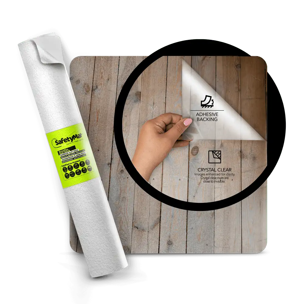 Peel and Stick, Non Slip Clear Vinyl Mat - SafetyMat
