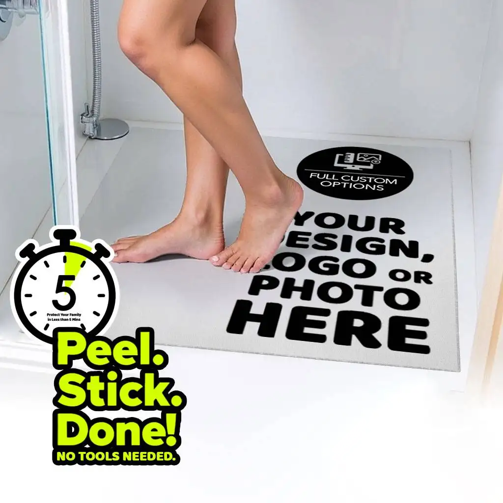 Custom Size Bath Mat – Pick Your Size & Design, Peel & Stick Slip-Resistant Safety Mat | R11 + NFSI Certified | SafetyMat®