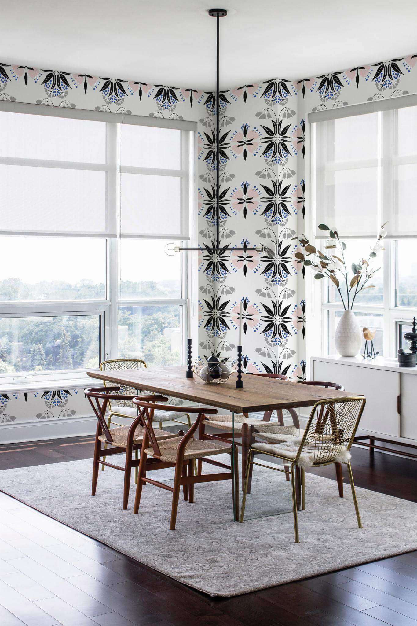 Scandinavian floral geometric Wallpaper - Image 3