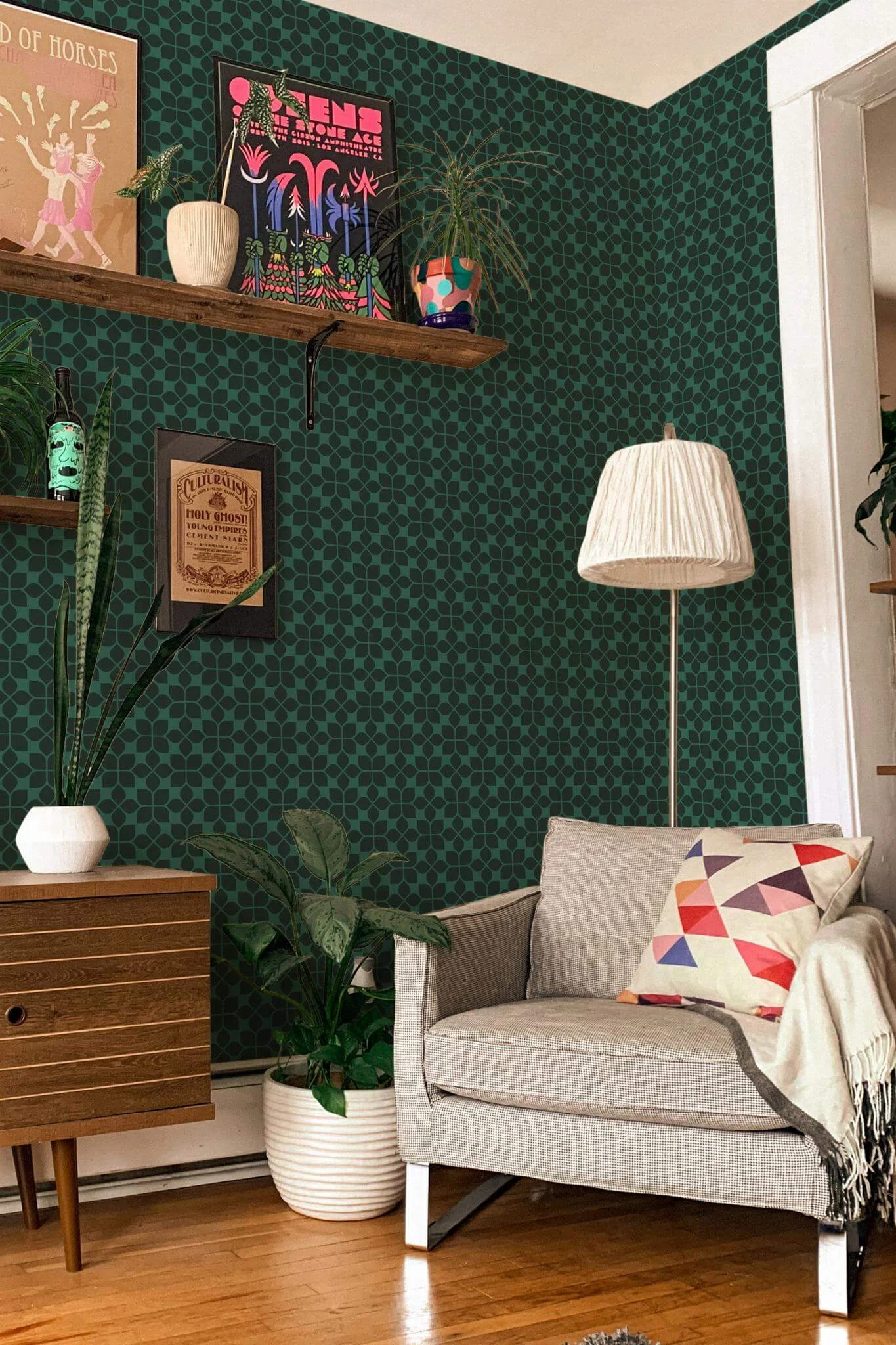 Forest green tile Wallpaper - Image 4