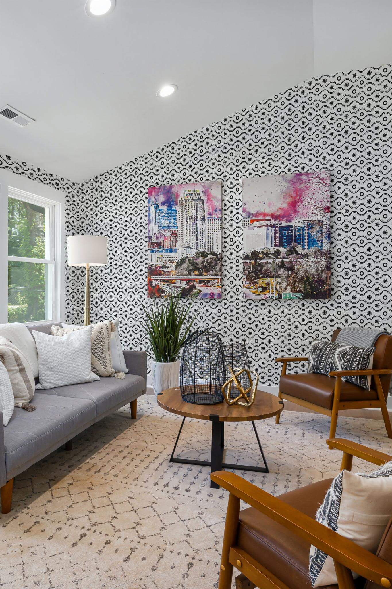 Black and white geometric retro Wallpaper - Image 3