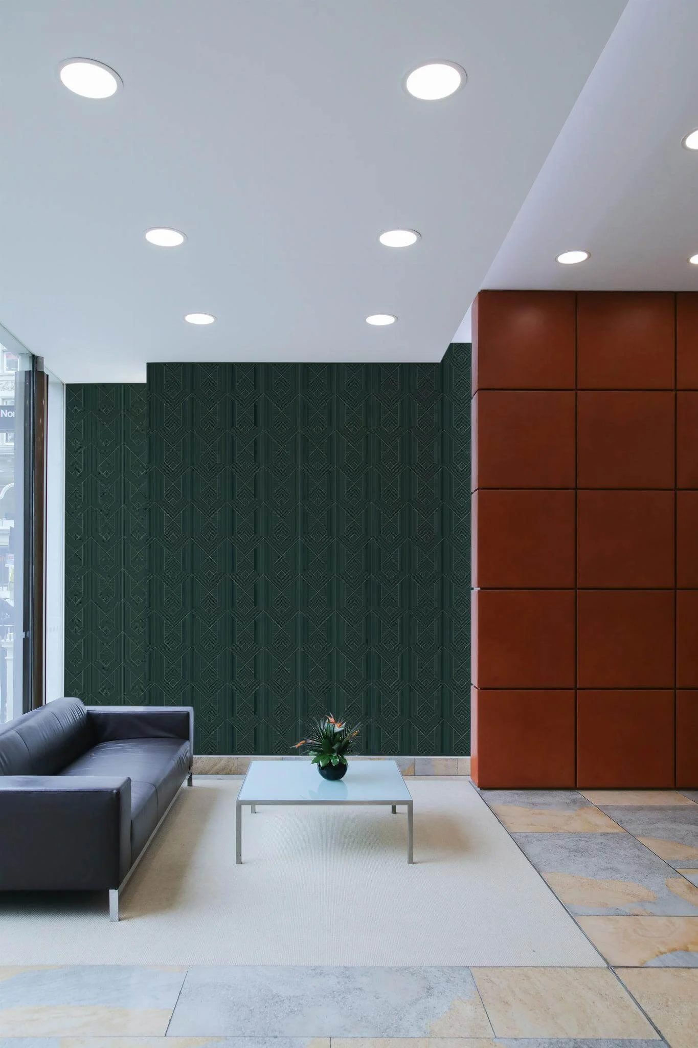 Green Art Deco Geometric Wallpaper - Image 3