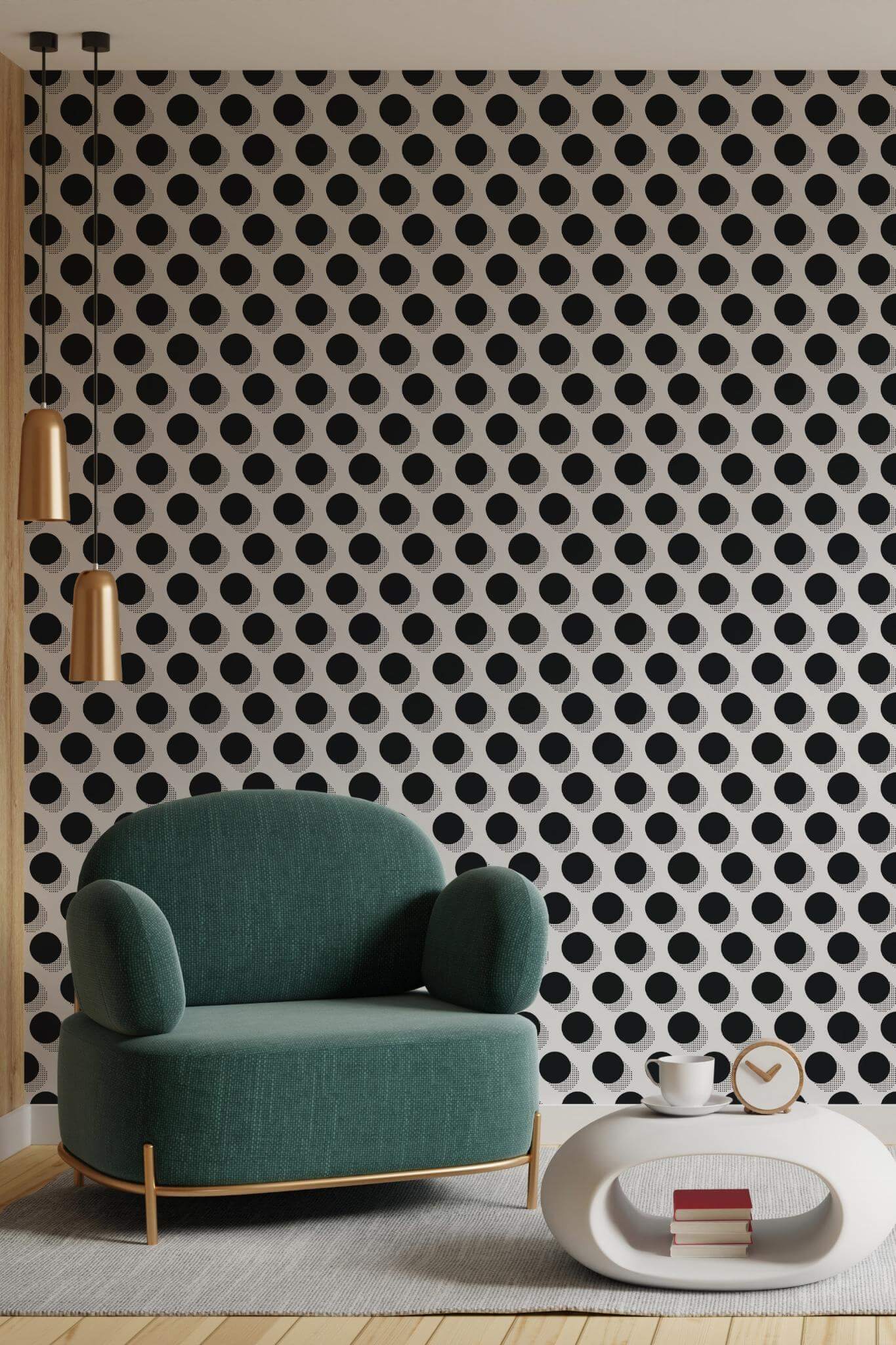 Black and white retro dots Wallpaper - Image 3