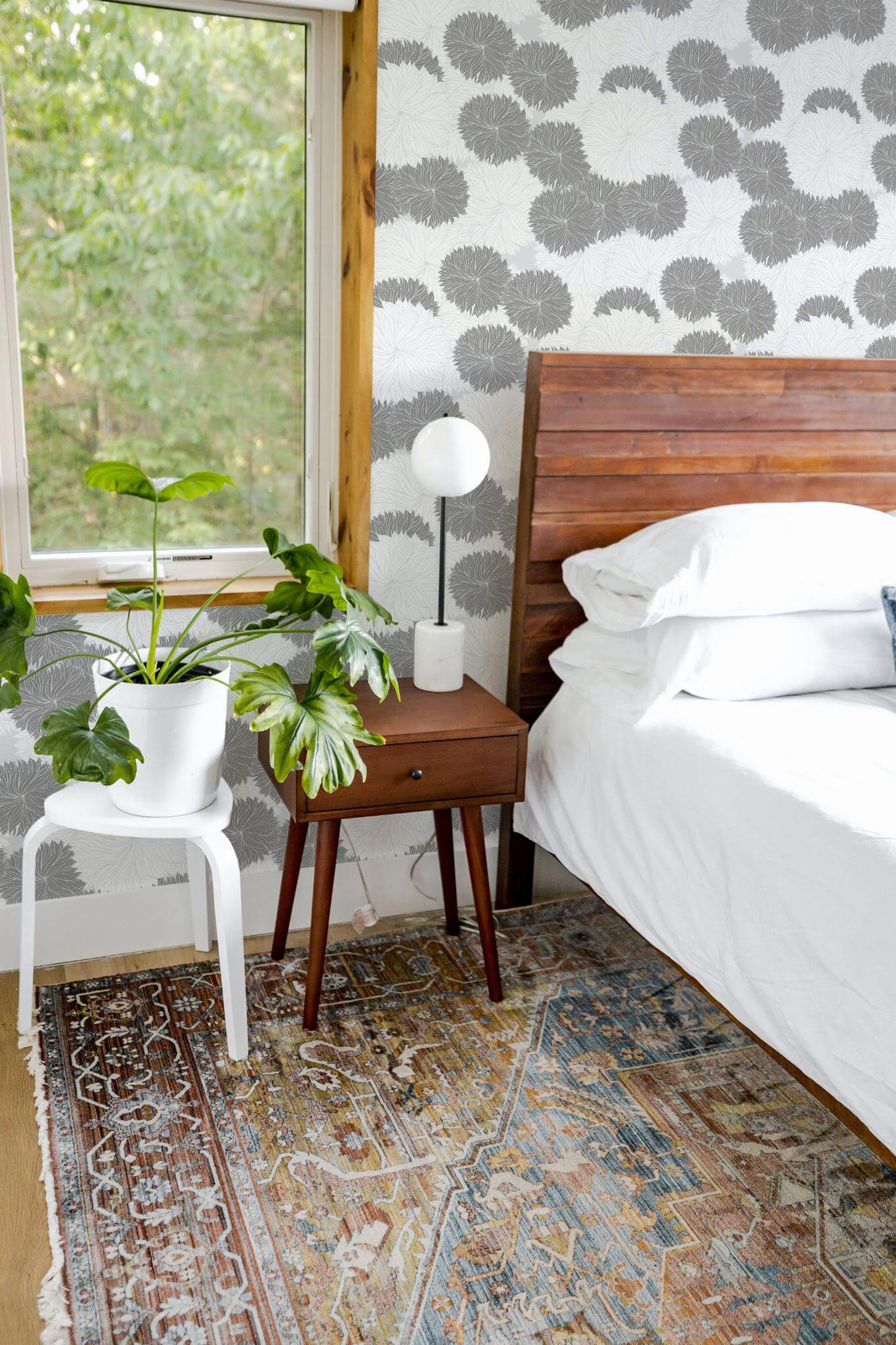 Gray and white floral Wallpaper - Image 4