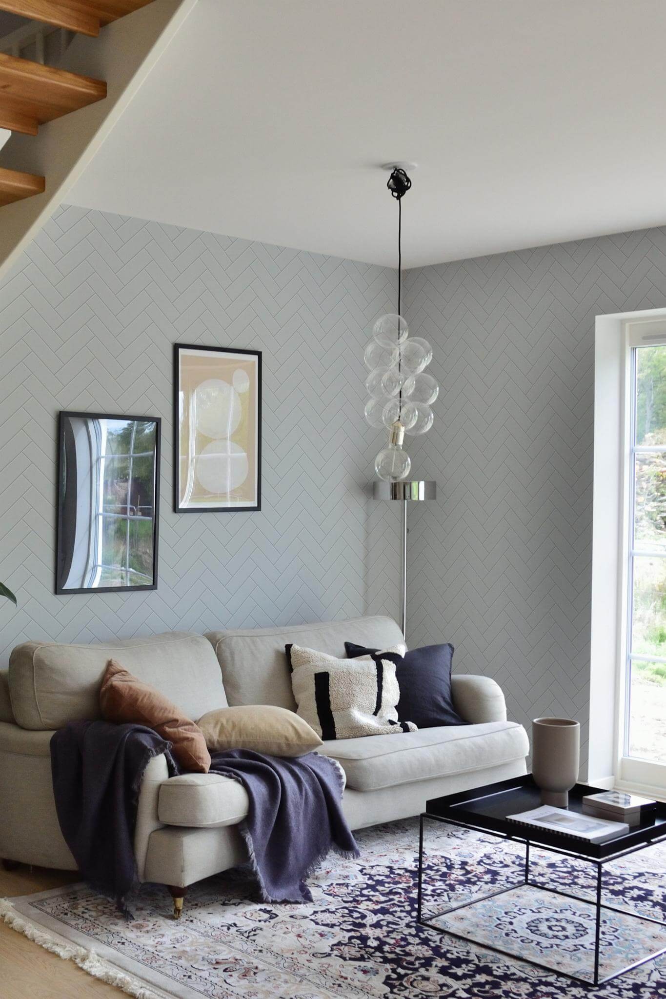 White herringbone tile Wallpaper - Image 3