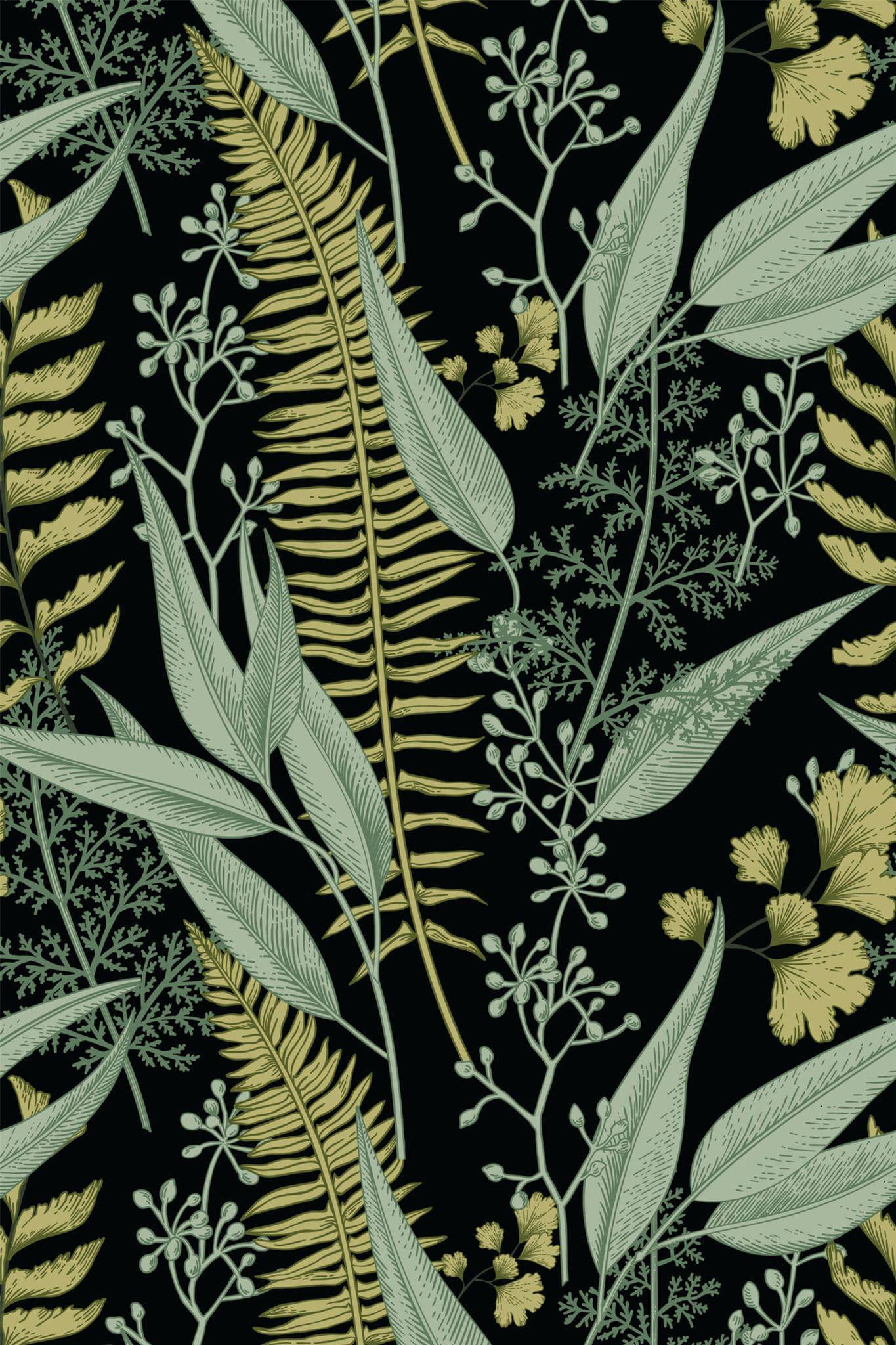 Green and black fern leaf Wallpaper - Image 2