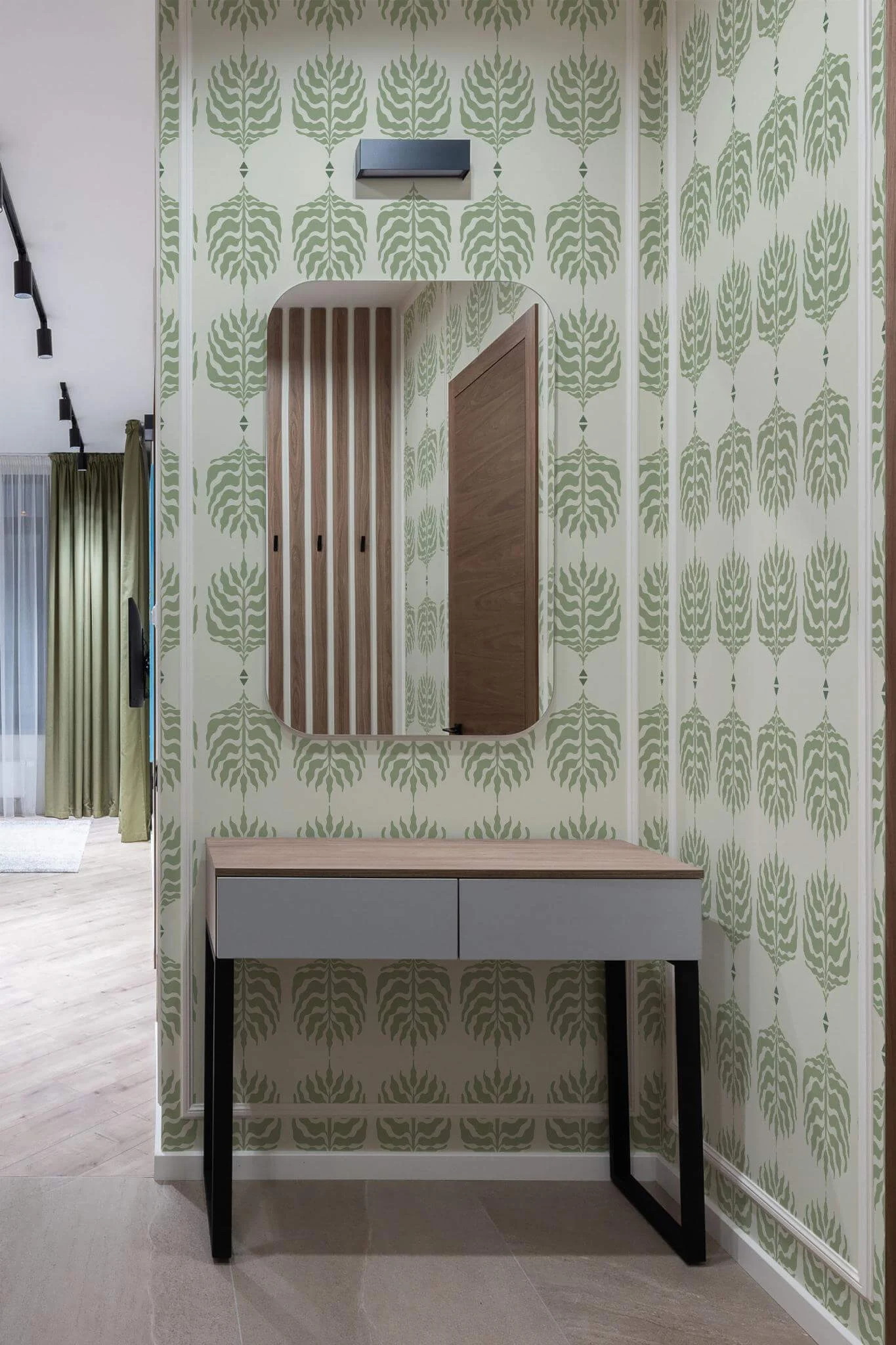 Green Scandinavian leaf Wallpaper - Image 3
