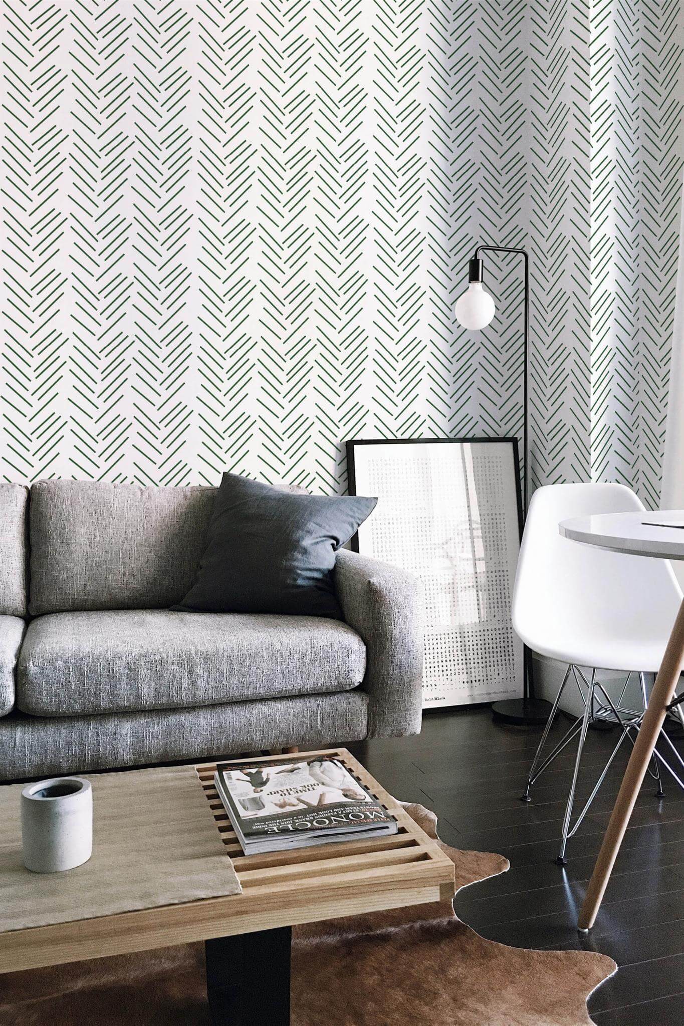 Green herringbone Wallpaper - Image 4