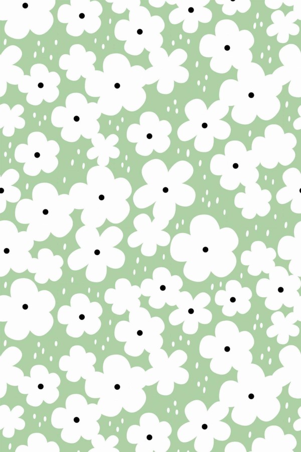 Green retro floral Wallpaper - Image 2