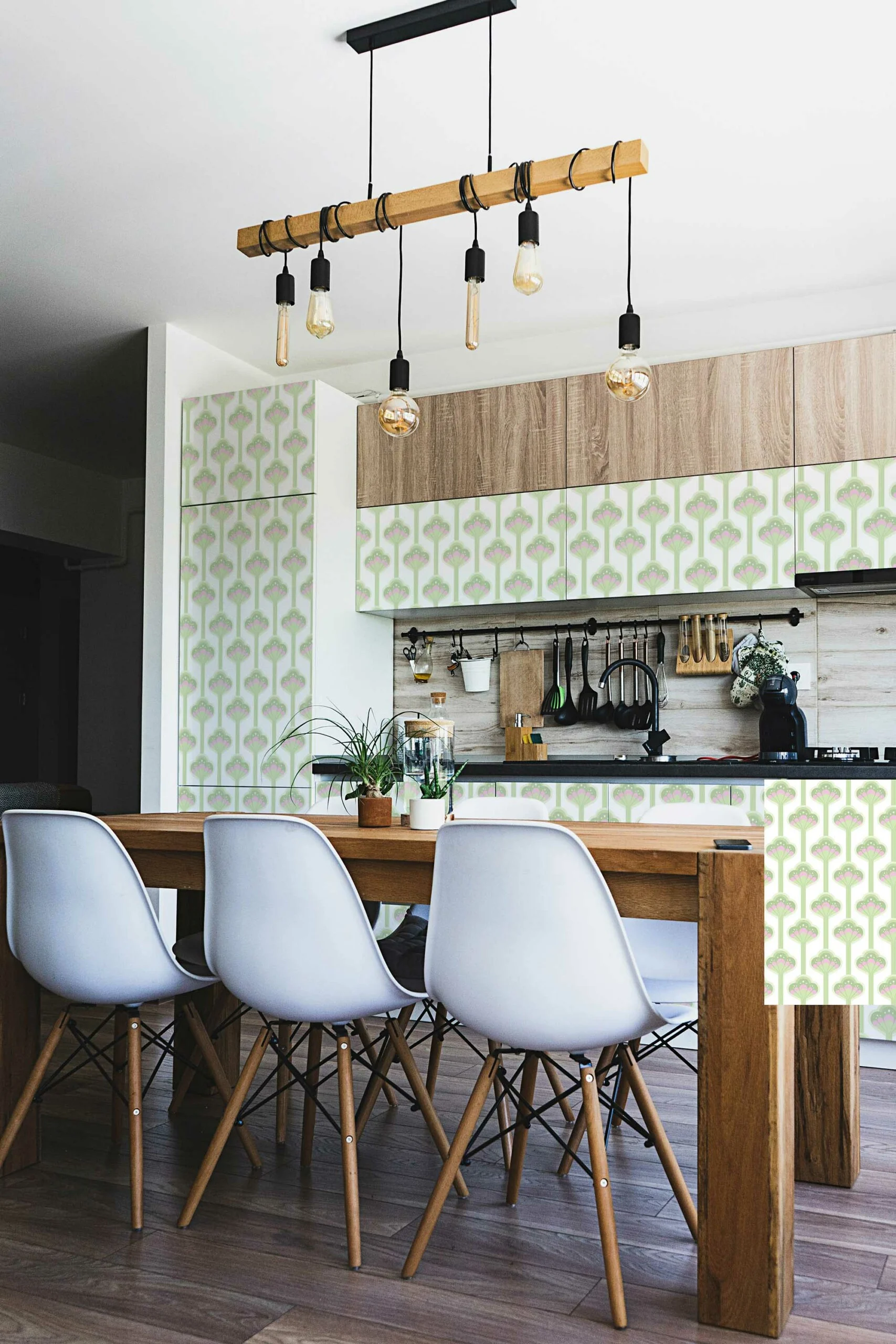 Retro Green Wallpaper - SafetyMat peel and stick non-slip mat