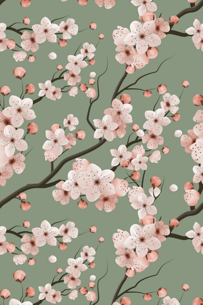 Sage Blossom Whispers Wallpaper - Image 2