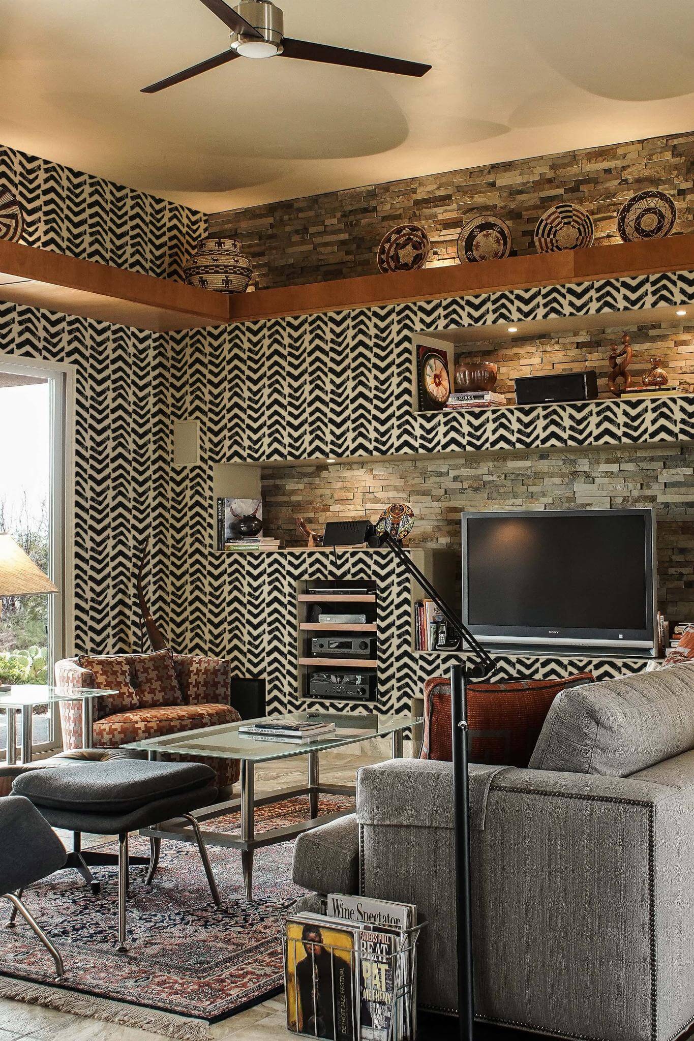 Grunge brush stroke herringbone Wallpaper - Image 3