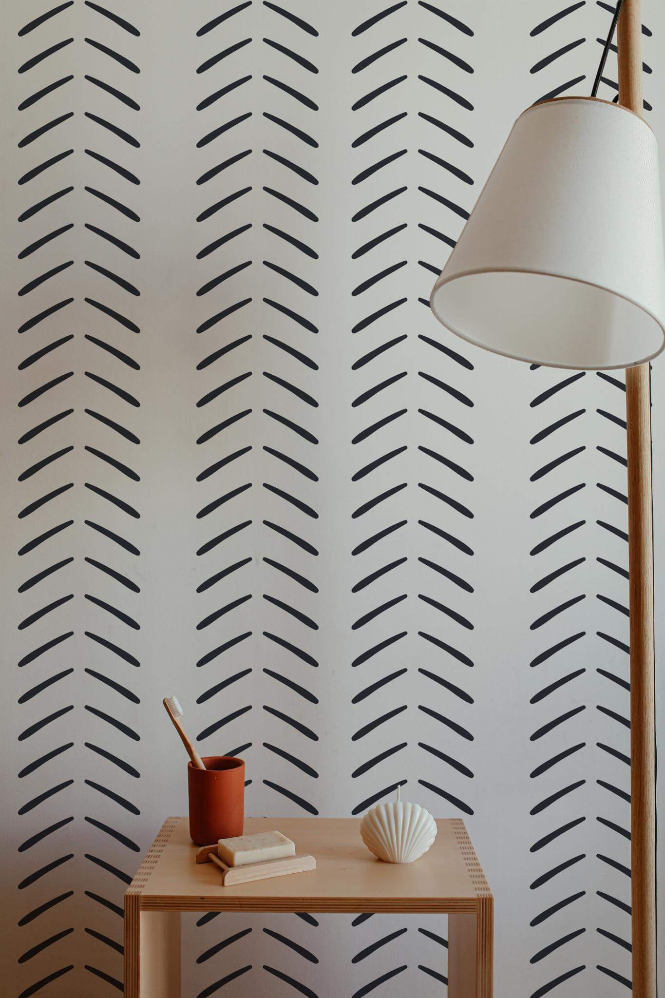 Black aesthetic herringbone Wallpaper