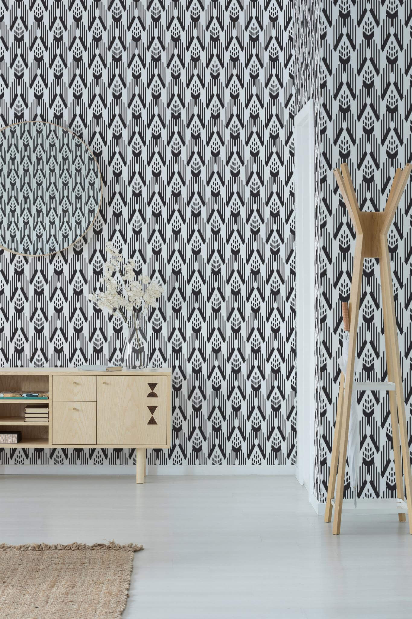 Black and white ikat Wallpaper - Image 3