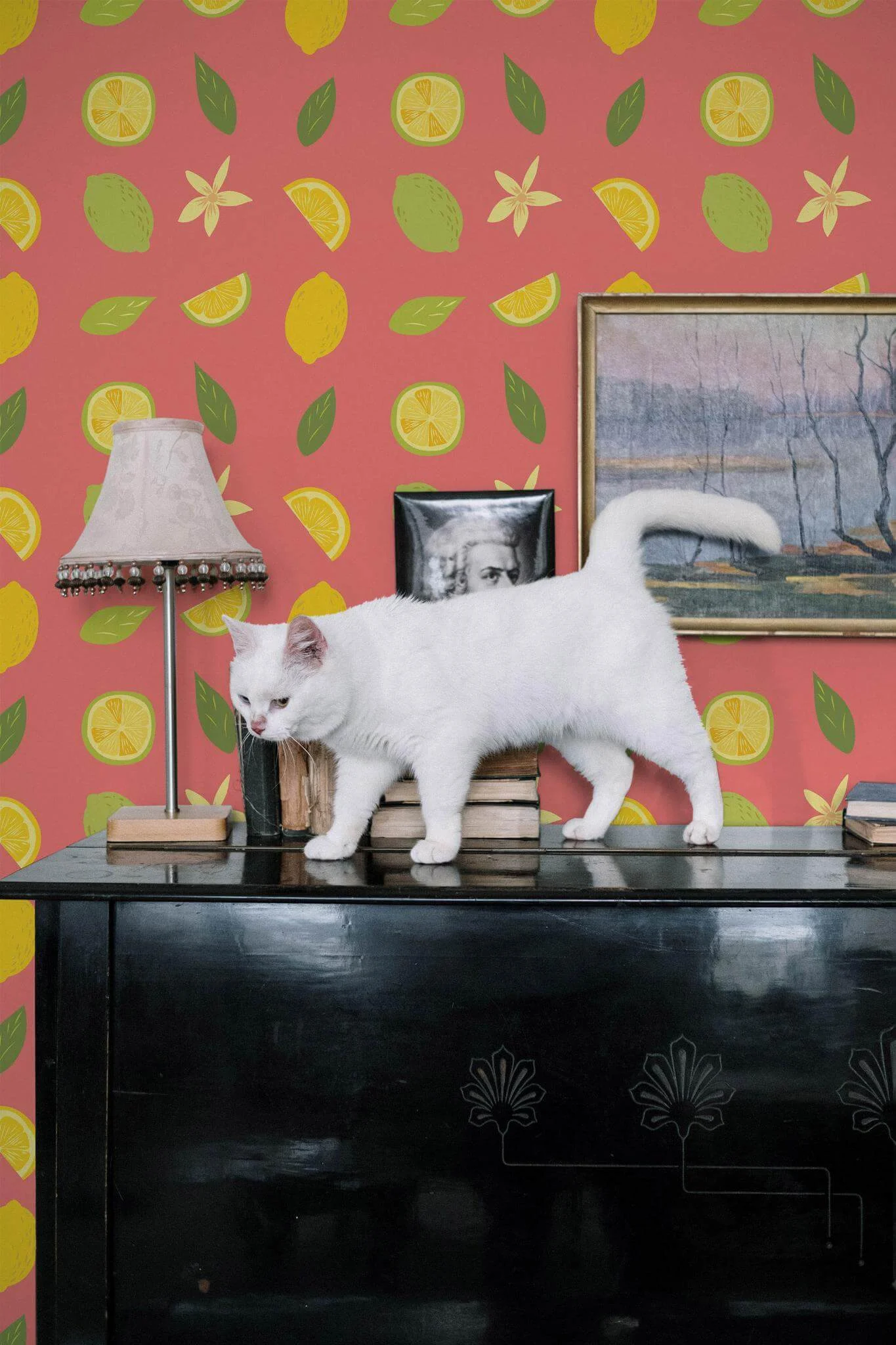Lemons on hot pink Wallpaper - Image 3