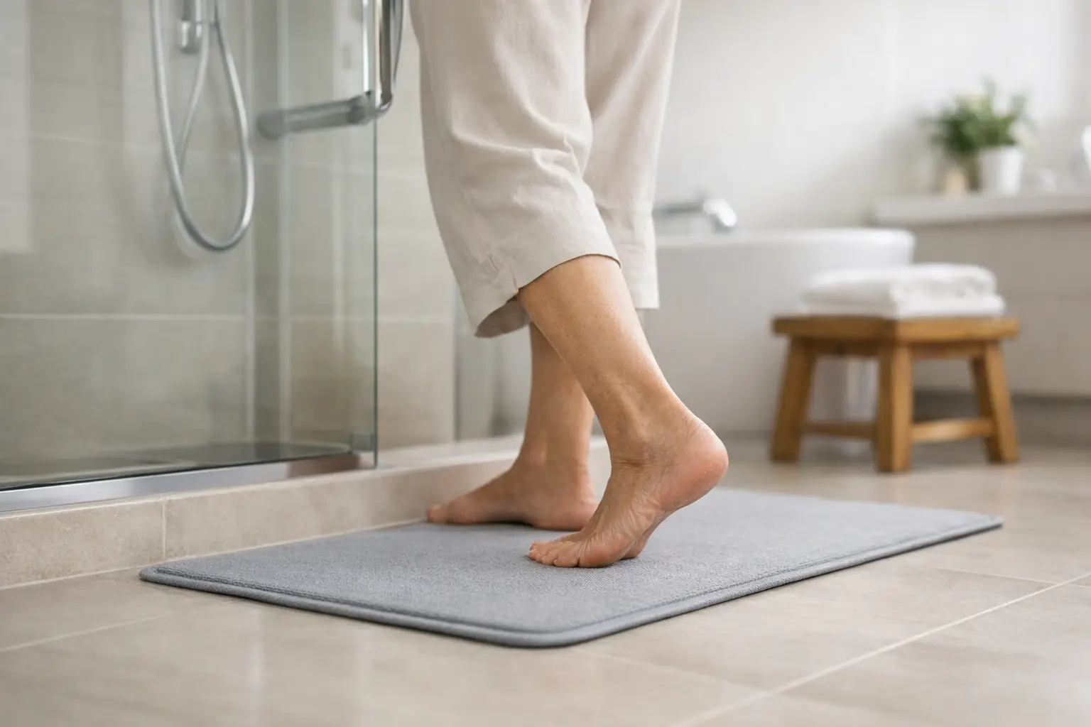 Low Profile Bath Mat for Elderly Adults at Home