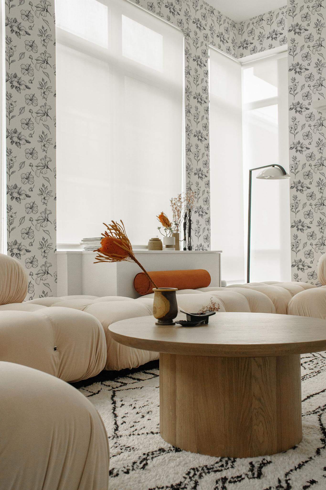 Black and white floral Wallpaper - Image 3