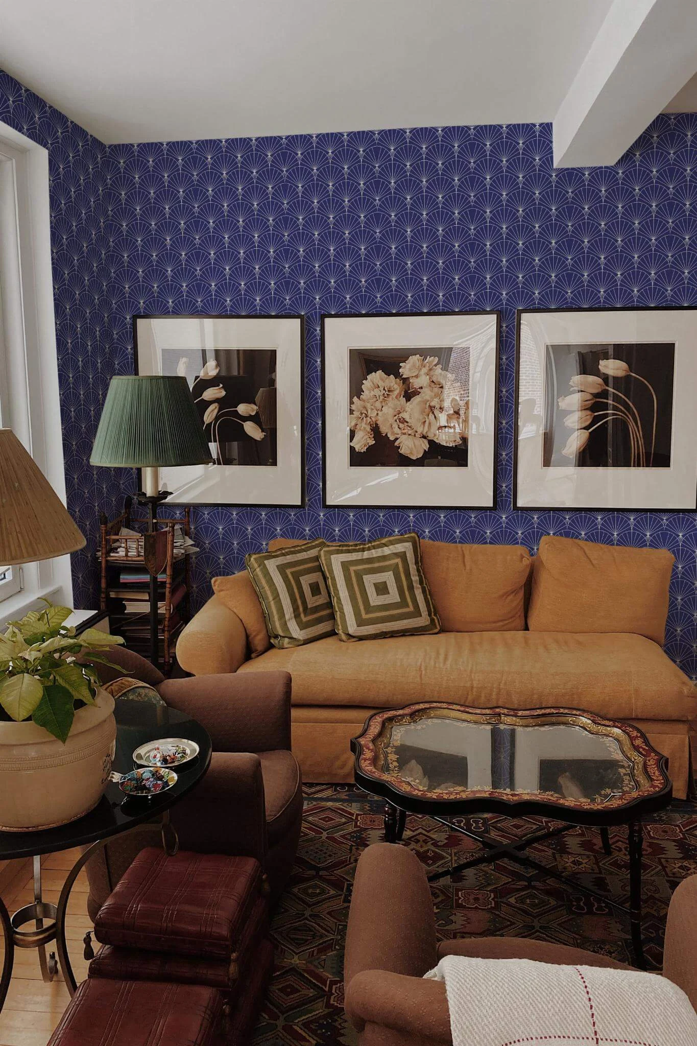 Navy Art Deco Wallpaper - Image 3