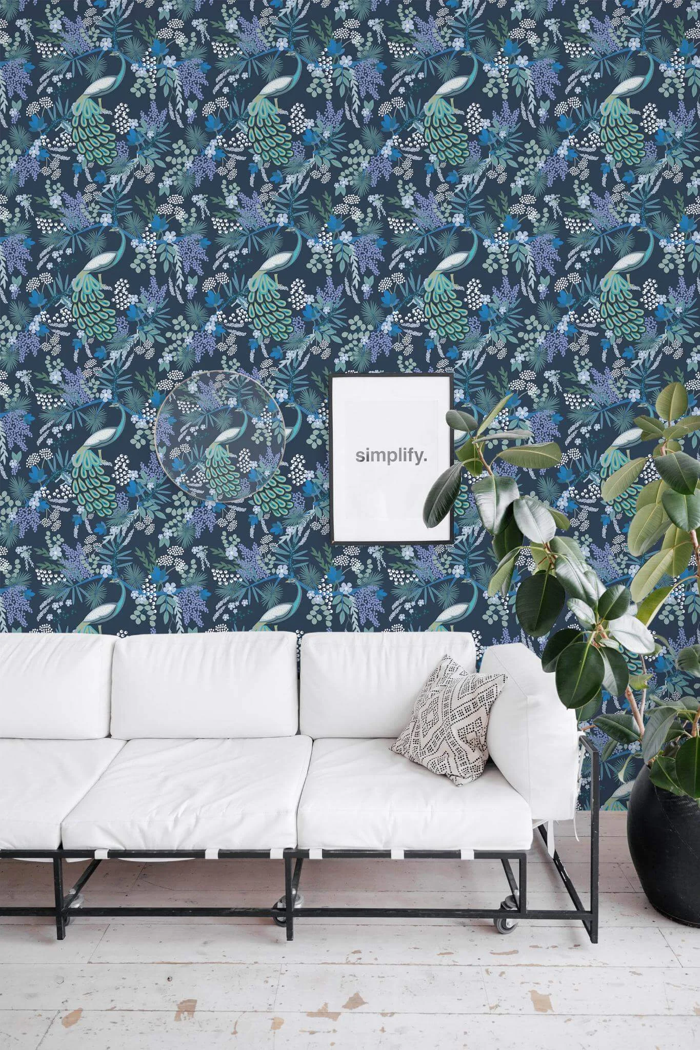 Navy Blue Peacock Wallpaper - Image 3