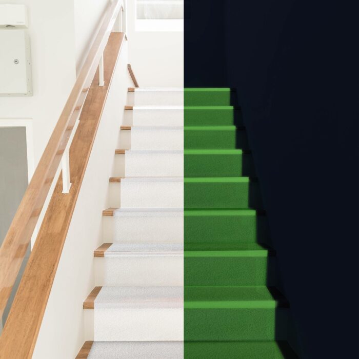 20"x10' White Non-Slip Stair Runner with Glow in the Dark Feature – Peel & Stick Vinyl Mat with Durable Adhesion | Certified for Safety and Protection