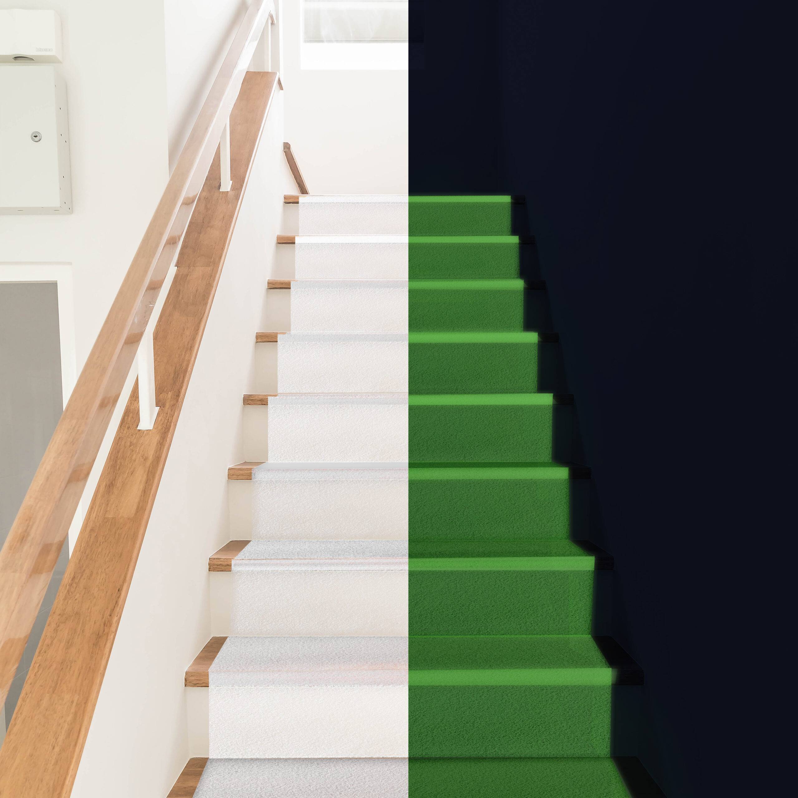 27″x10′ White Non-Slip Stair Runner with Glow in the Dark Feature – Peel & Stick Vinyl Mat with Durable Adhesion | Certified for Safety and Protection